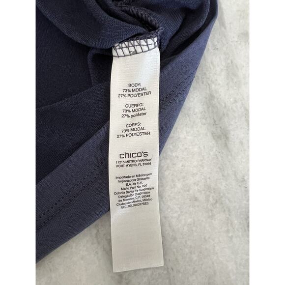 Chico's Top Shirt Women's Size 3 US 16 Blue Gray V neck Asymmetrical Knit - Picture 5 of 8